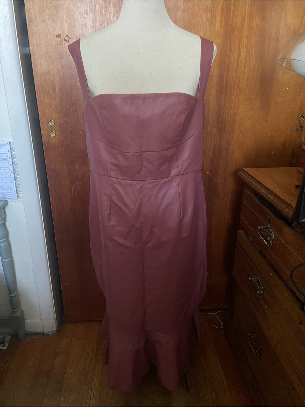 Hutch Mauve Faux Leather Midi Dress